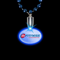 Flashing Illuminated Blue Oval Charm w/ Mardi Gras Beads